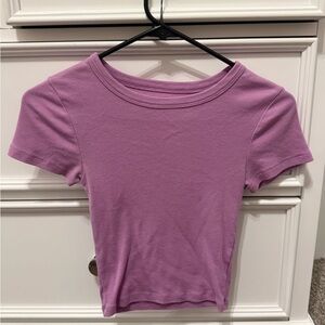 American Eagle Outfitters Lilac Short Sleeve Crewneck Top